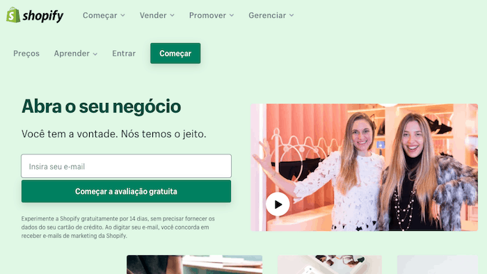 criar site barato con shopify