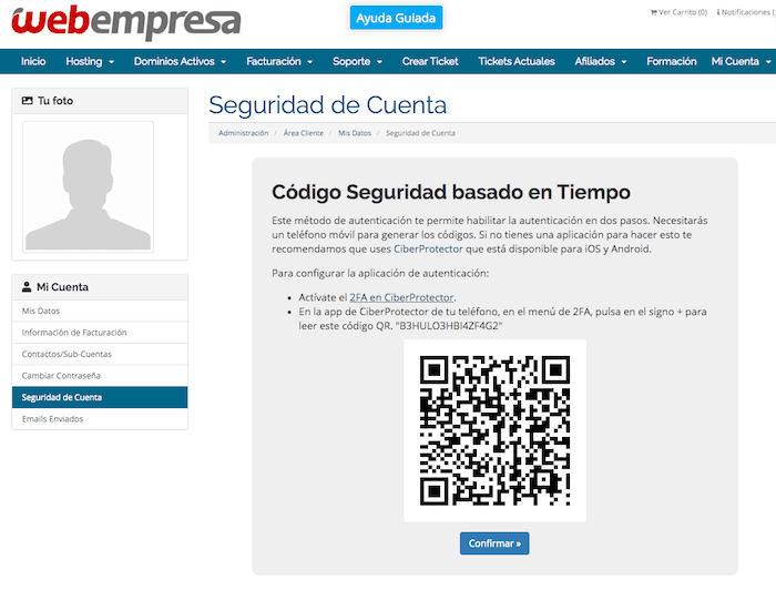 webempresa autentificacion en 2 pasos