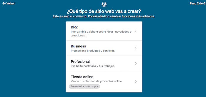 wordpress com tipos de proyectos