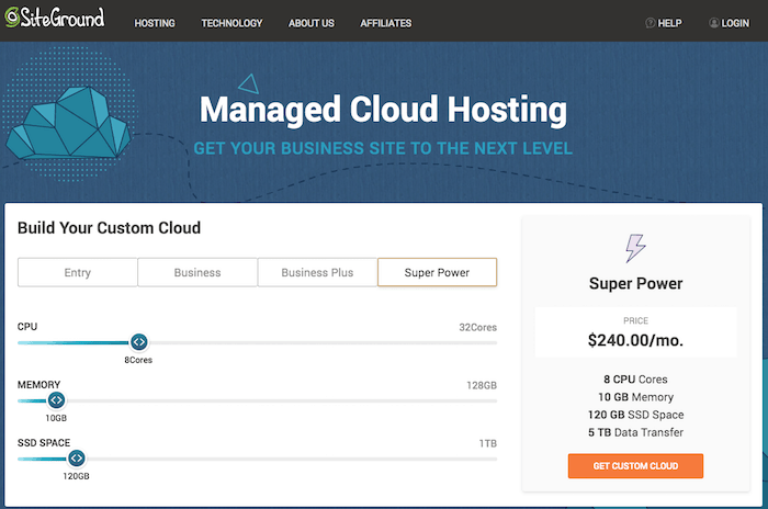 SiteGround cloud hosting set up