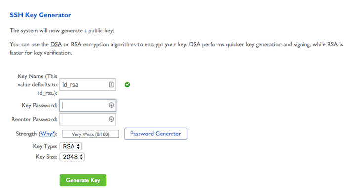 Bluehost - ssh key generator