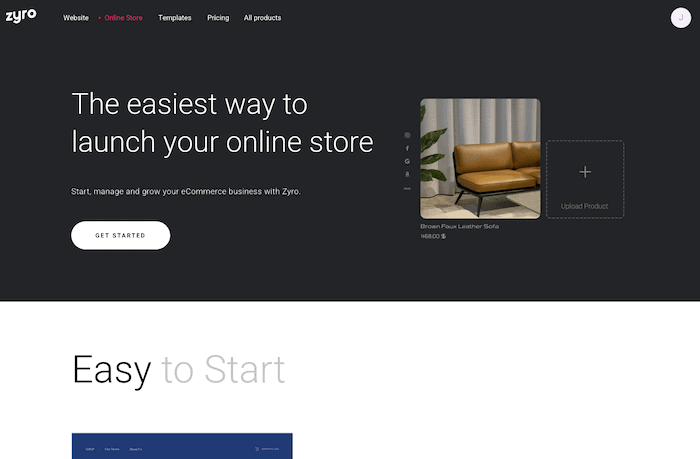 Zyro is a good alternative to Shopify for small stores