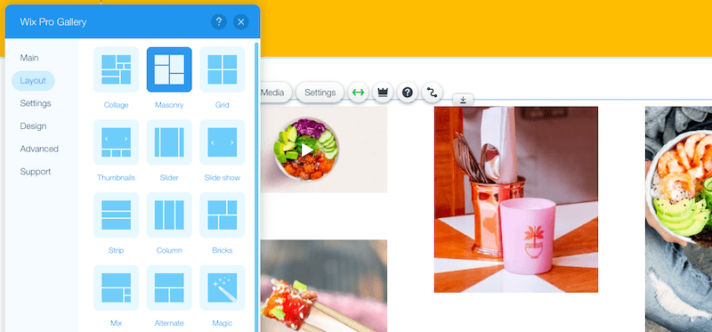 Wix tutorial gallery layouts