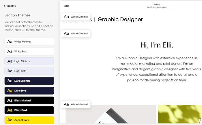 squarespace section theme