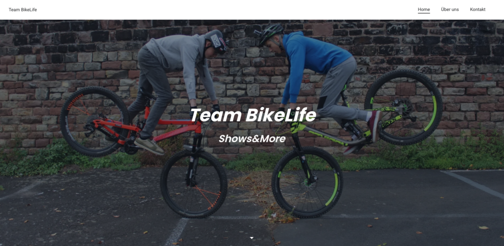 jimdo example website team bikelife