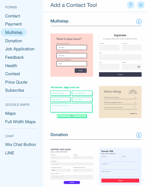 ascend wix contact forms