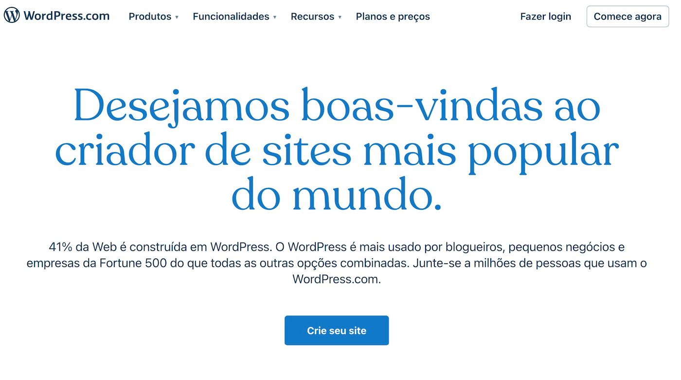 WordPress criar seu site gratis