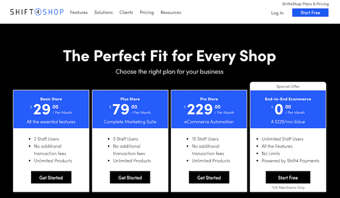 shift4shop pricing