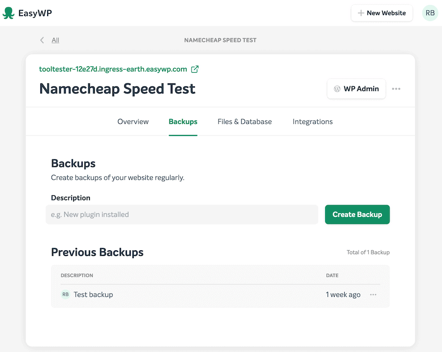 Namecheap backups