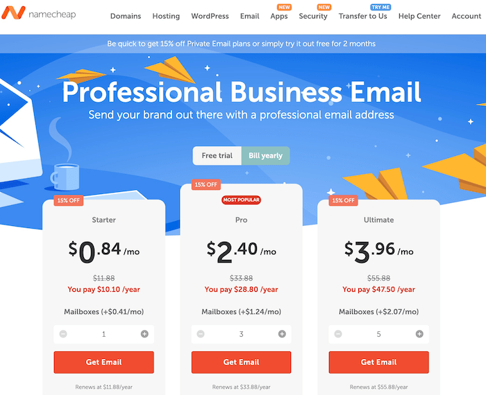 Namecheap email hosting review