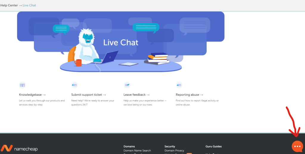 Namecheap live chat support