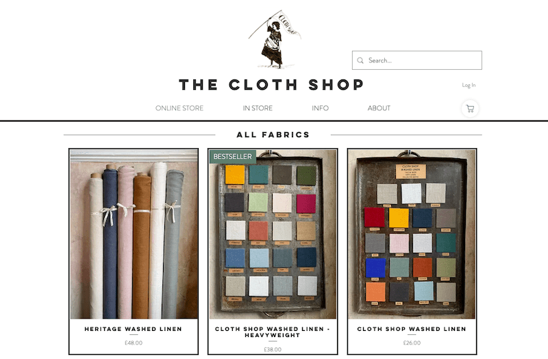 wix website examples - cloth shop