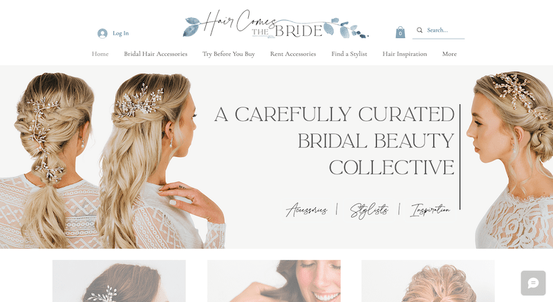 wix website examples - hair comes the bride