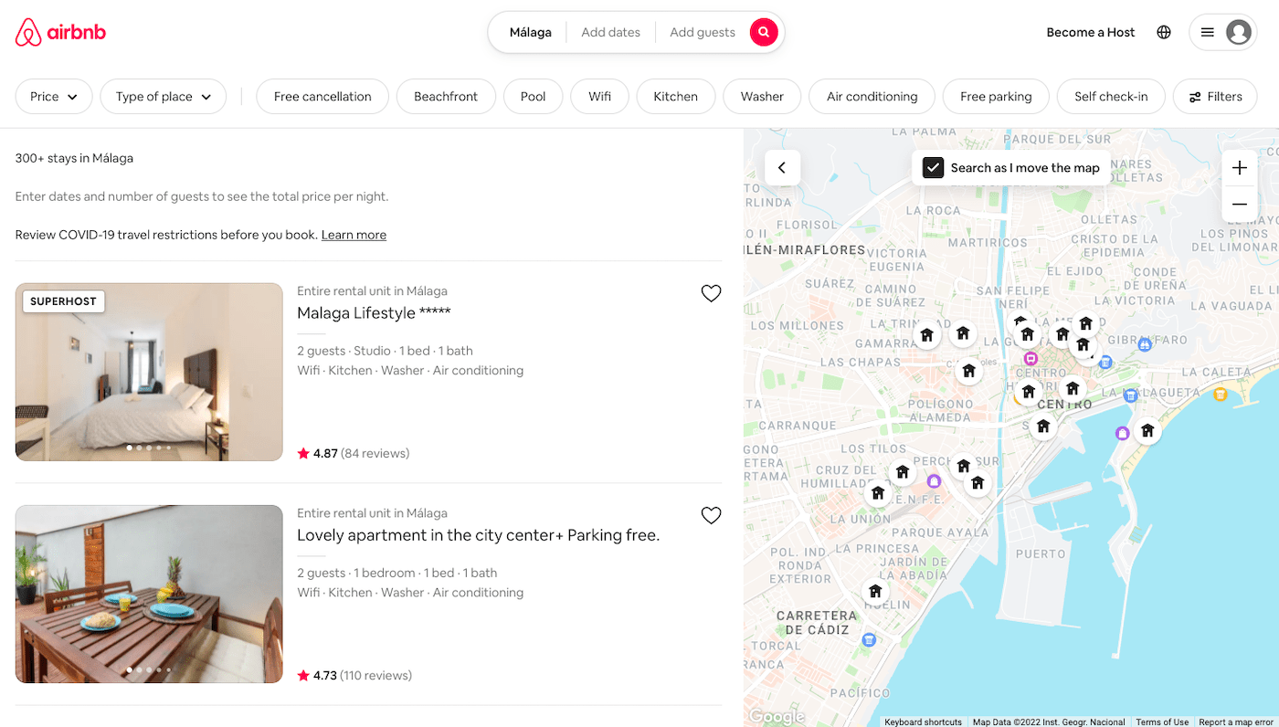 airbnb website