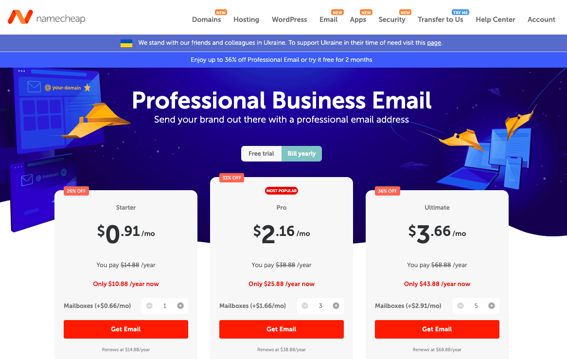 namecheap email account prices