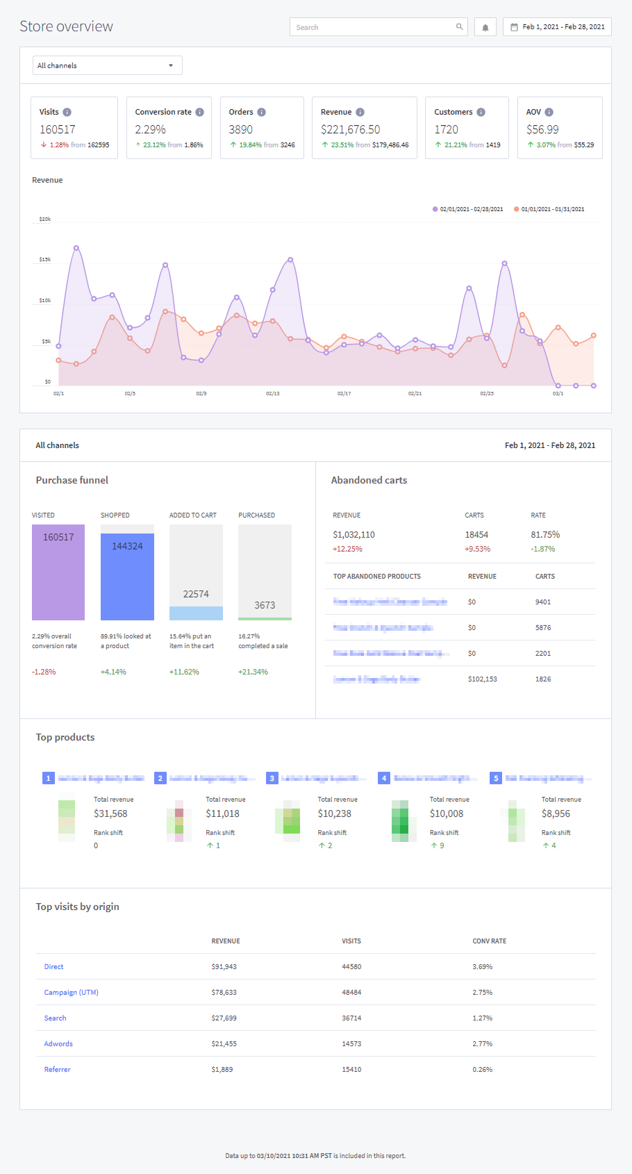 BigCommerce analytics and reporting interface