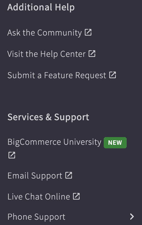 BigCommerce Support Channels