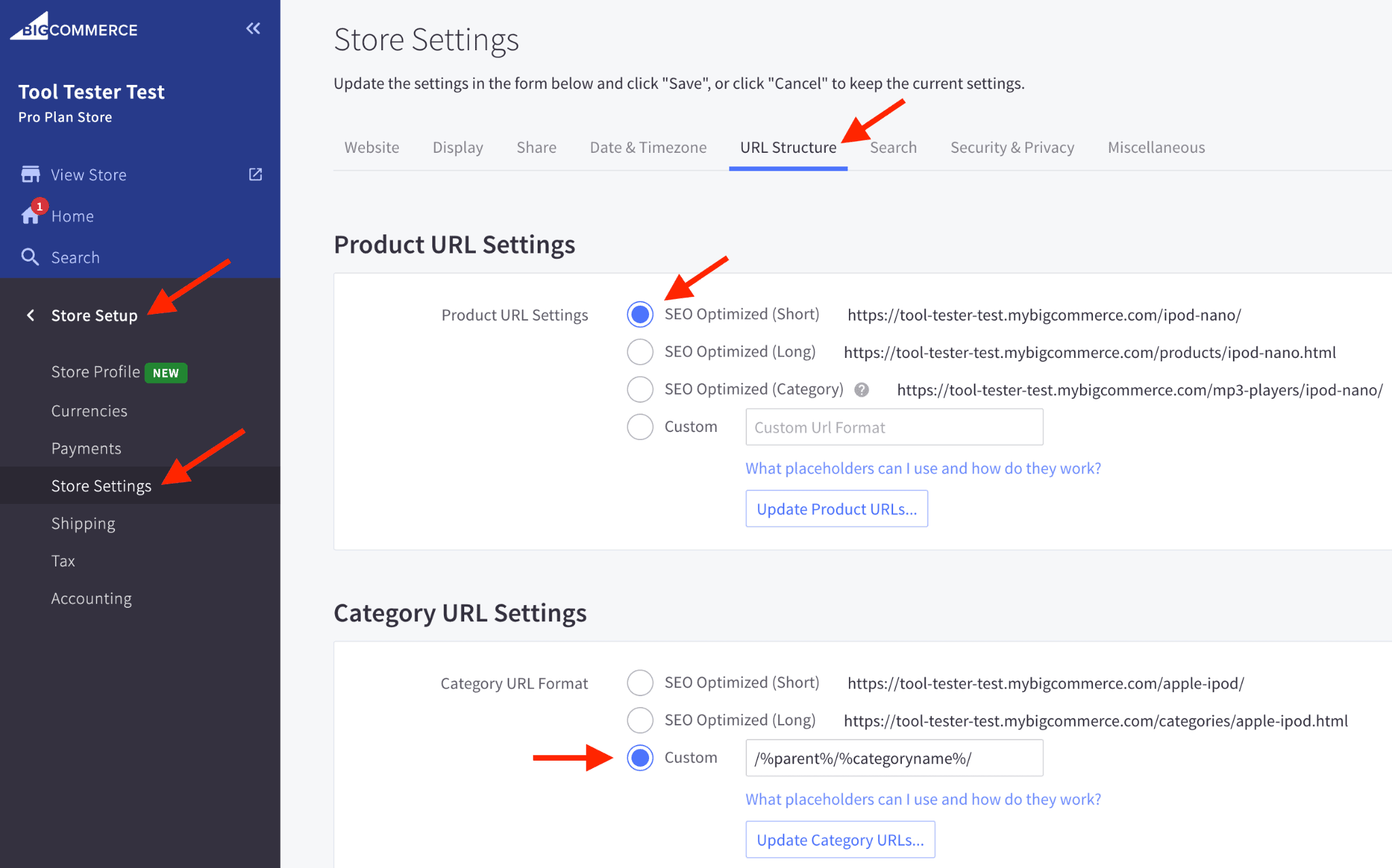 Optimizing BigCommerce's URL Structure