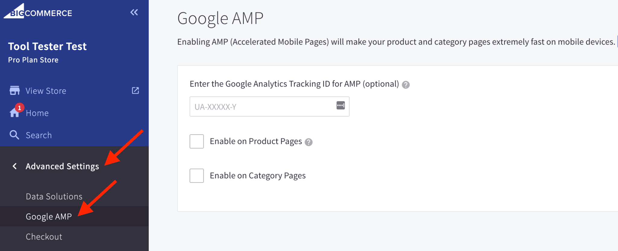 Setting Up Google AMP in BigCommerce
