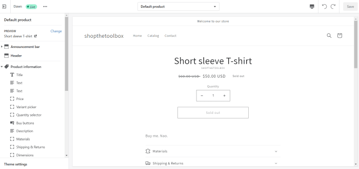 shopify product page editor