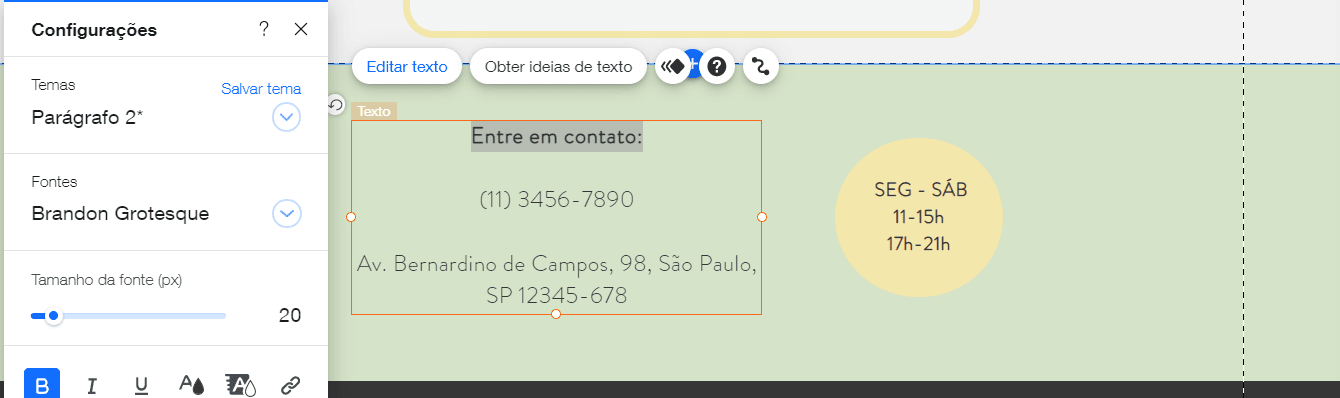 configurações rodapé tutorial wix