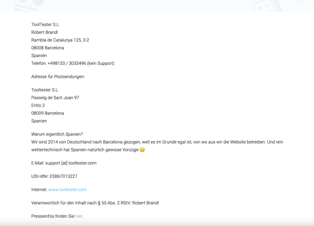 tooltester impressum