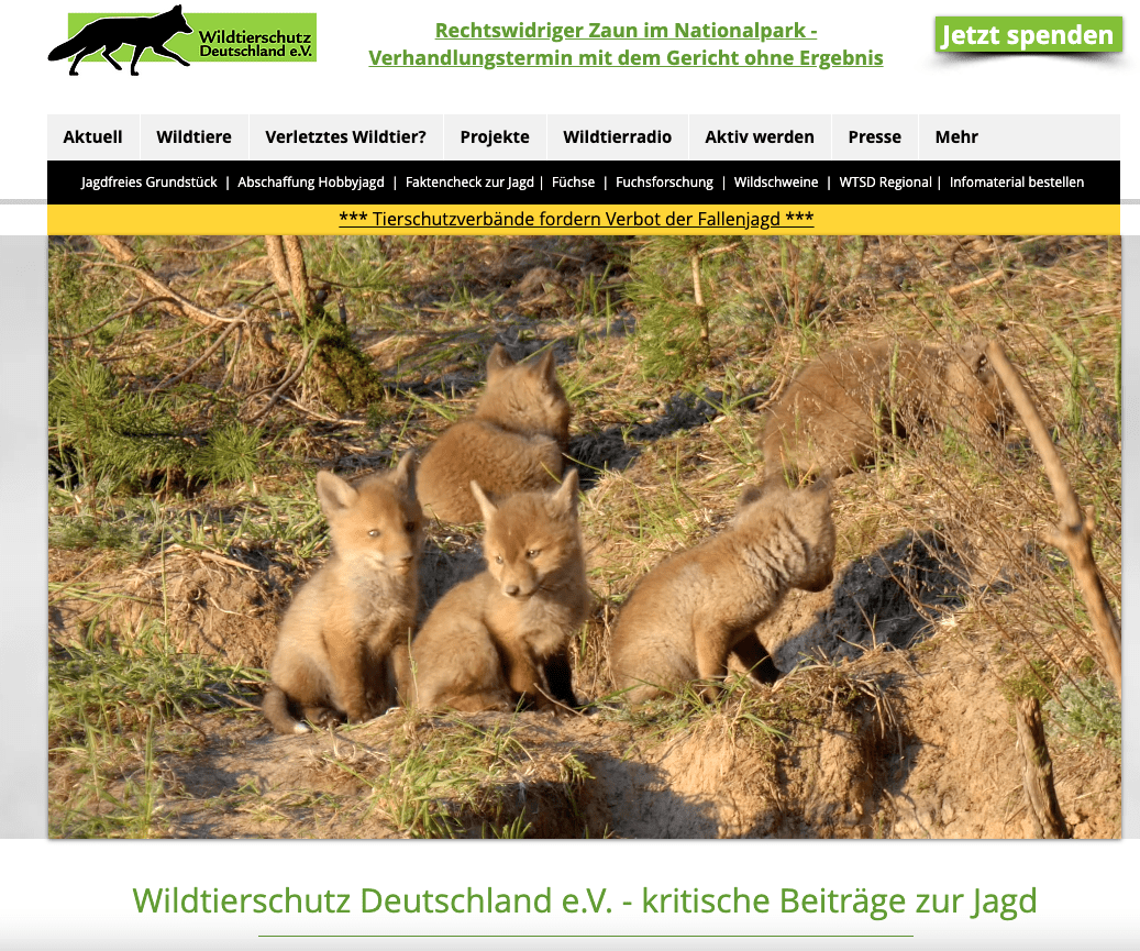 wix website beispiel wildtierschutz