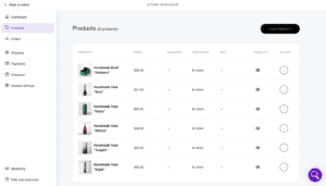 Zyro store products