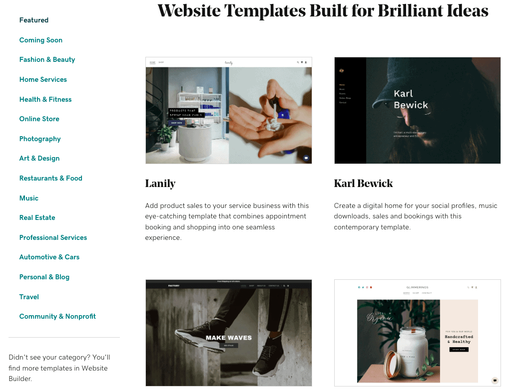 godaddy website templates