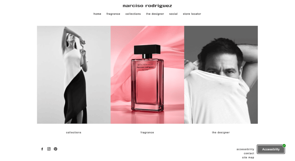 Squarespace-voorbeeldwebsites: Narciso Rodriguez