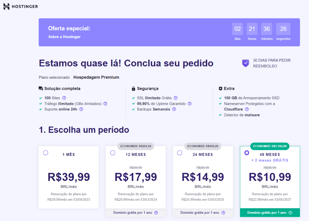 hostinger preços