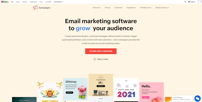 zoho campaigns - free email service