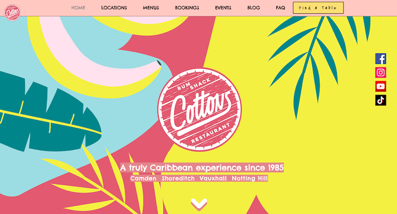 wix website examples - cottons restaurant