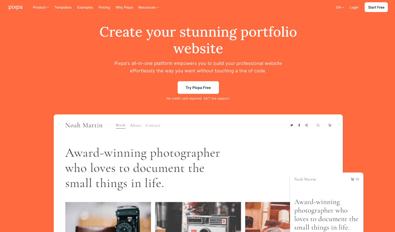 pixpa website for photographers