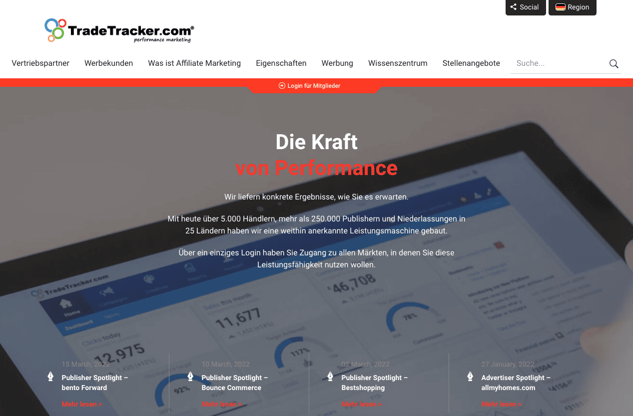 tradetracker homepage