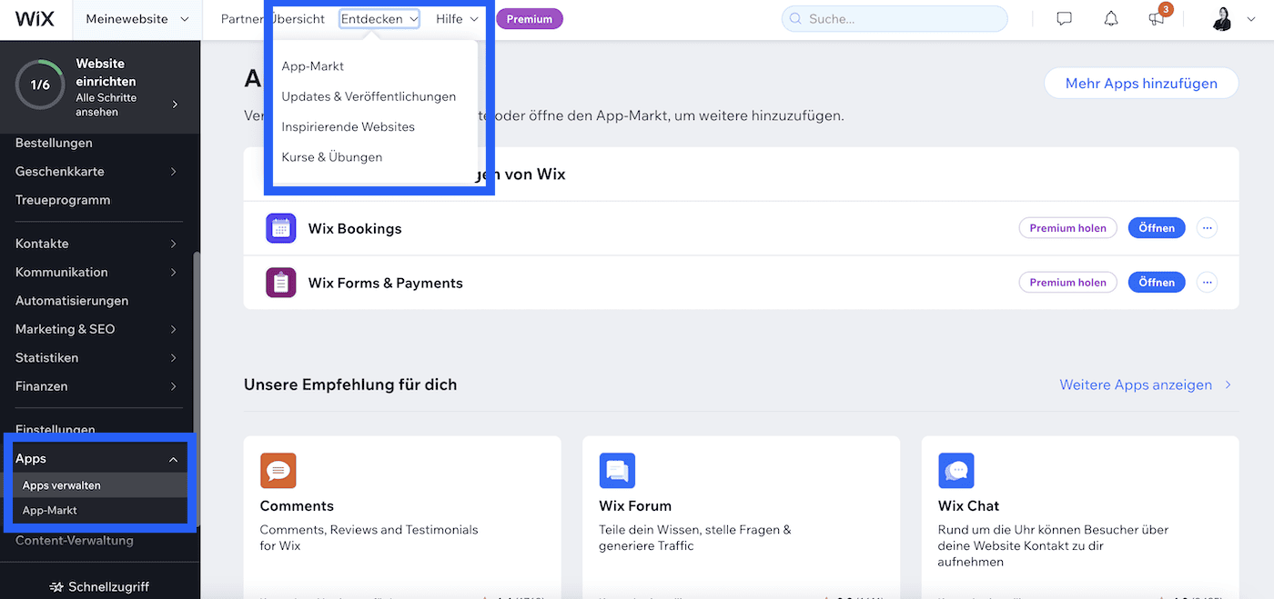 wix apps hinzufügen