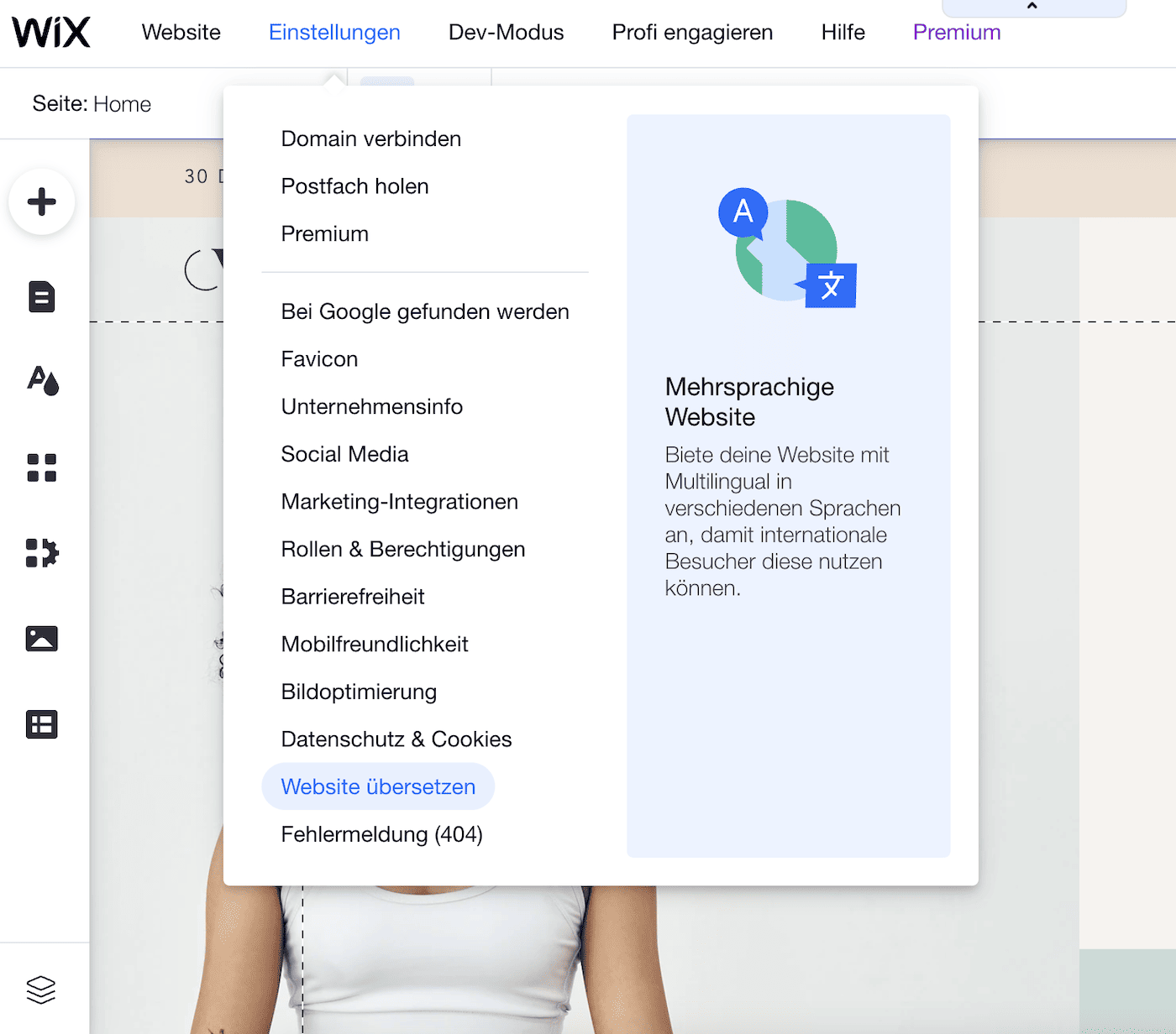 wix sprache hinzufügen