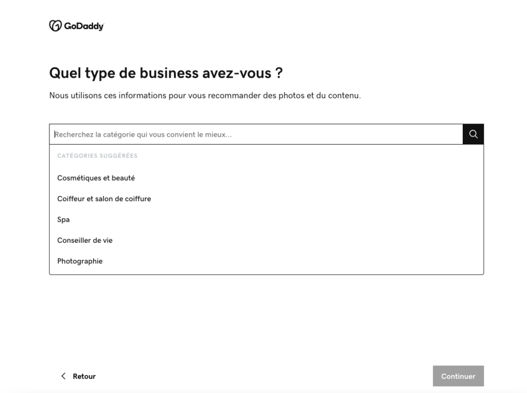 godaddy type de site web