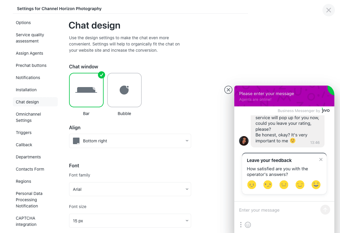 JivoChat chat design