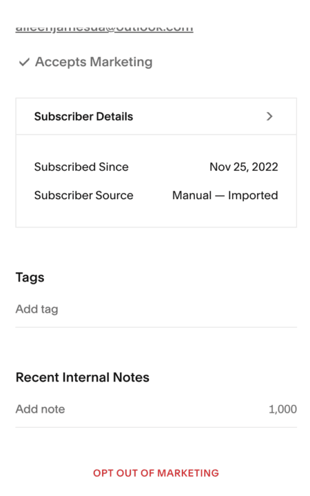 Squarespace Subscriber Tag options