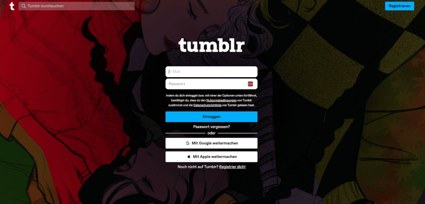 tumblr homepage de