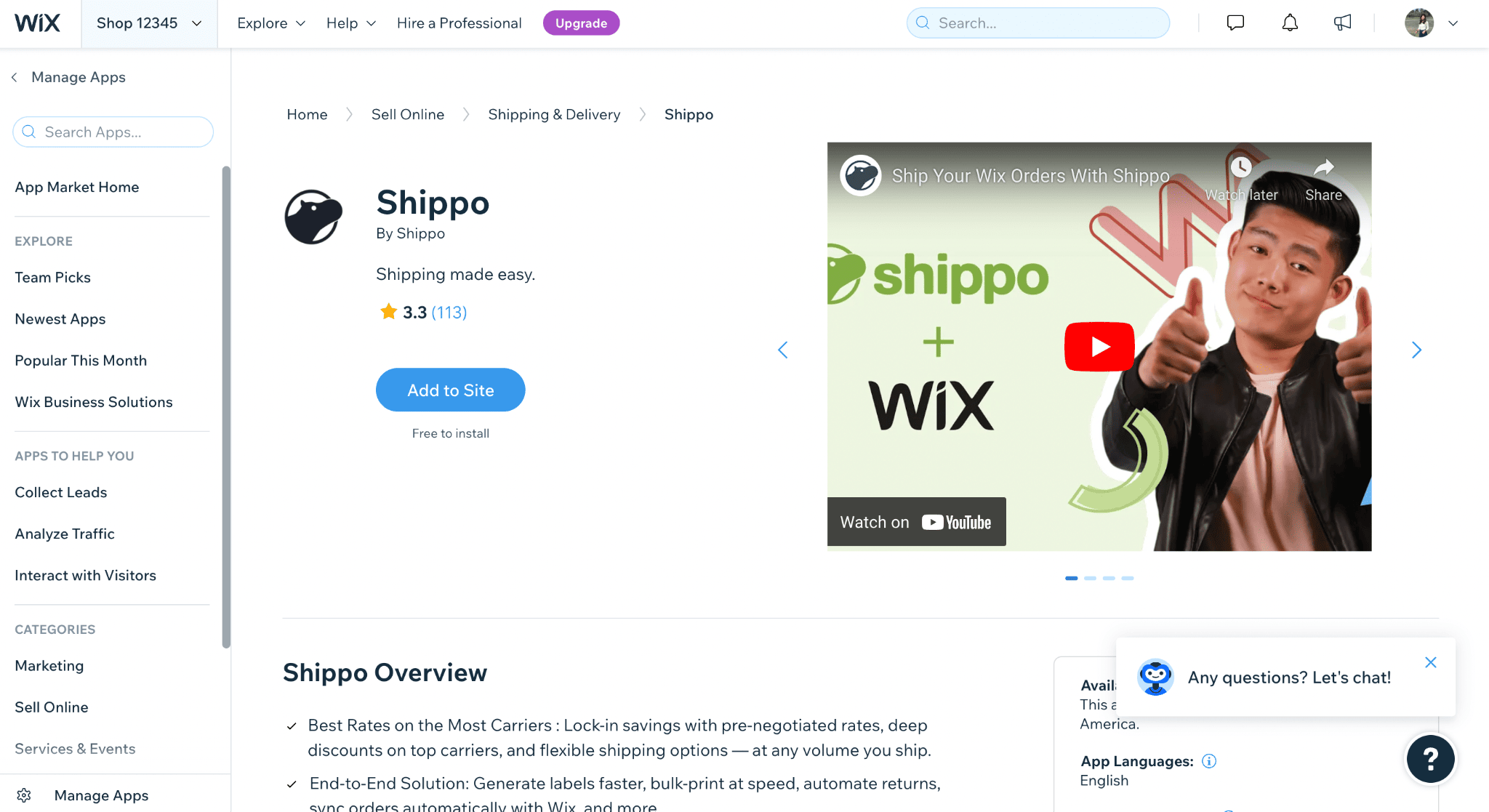 wix shippo app