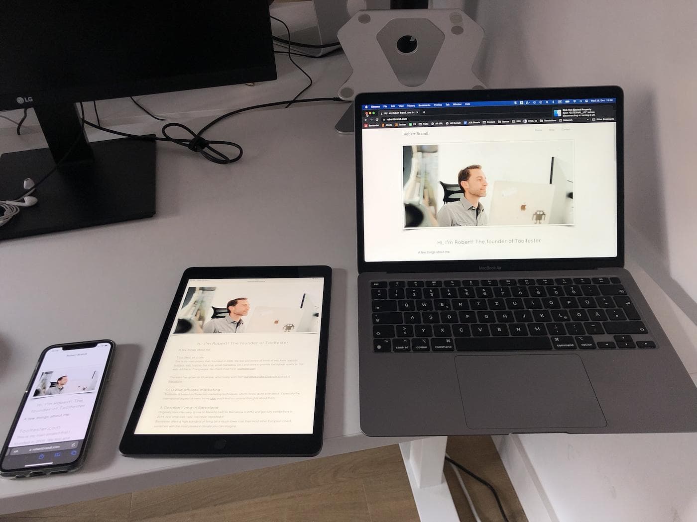 wix website auf tablet, smartphone und desktop