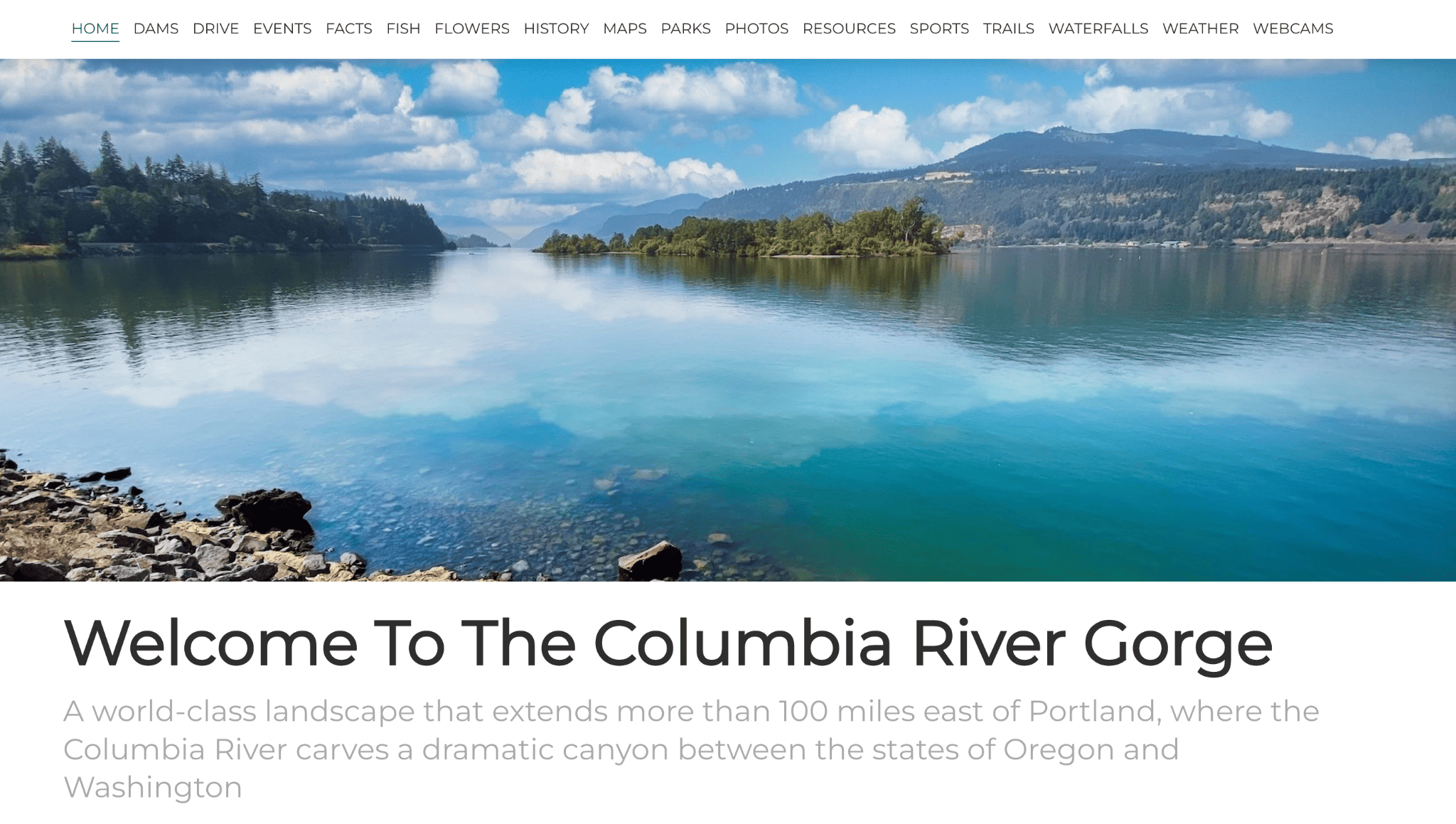 zyro website example - columbia river gorge