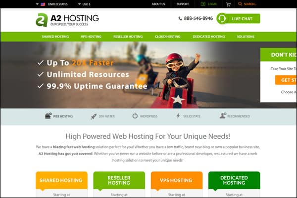 Best shared web hosting company #5 - A2 Hosting