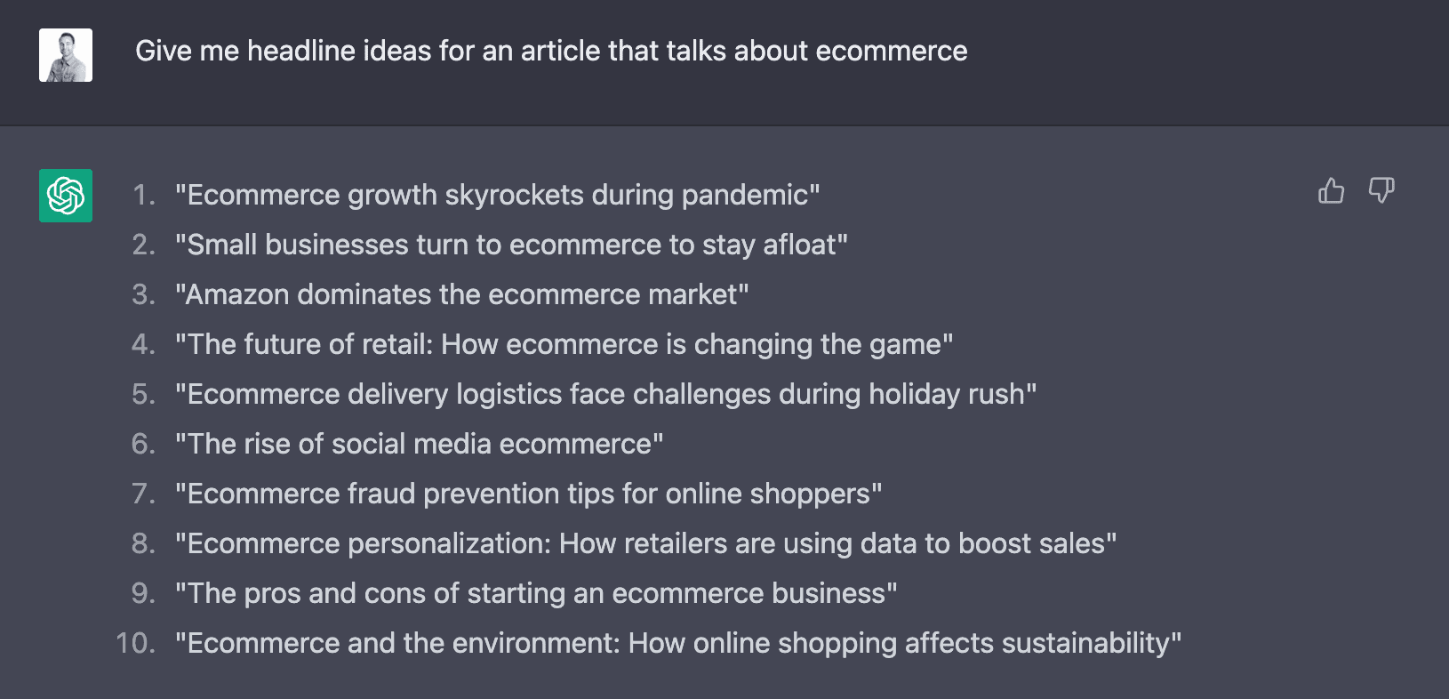 chat gpt ecommerce article ideas