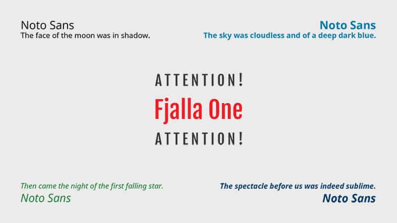 Trending Google Fonts combination - Fjalla One with Noto Sans