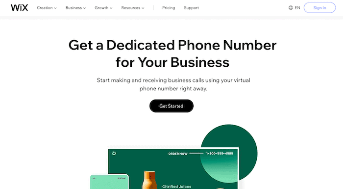 free business phone number wix