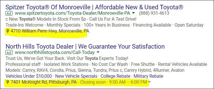 GMB data can be listed on adwords ads