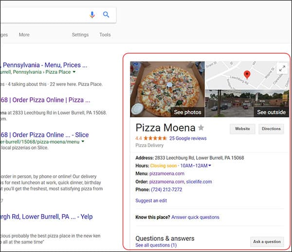 Google Local Graph example